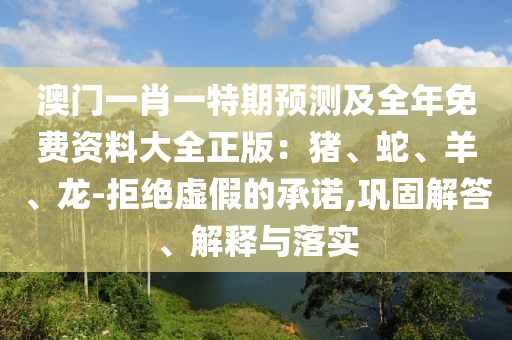 澳門一肖一特期預(yù)測(cè)及全年免費(fèi)資料大全正版：豬、蛇、羊、龍-拒絕虛假的承諾,鞏固解答、解釋與落實(shí)
