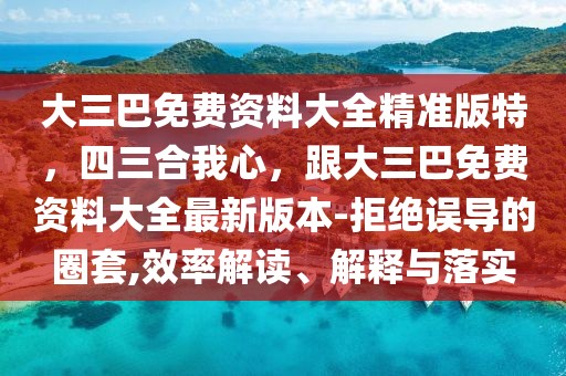 大三巴免費(fèi)資料大全精準(zhǔn)版特，四三合我心，跟大三巴免費(fèi)資料大全最新版本-拒絕誤導(dǎo)的圈套,效率解讀、解釋與落實(shí)