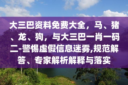 大三巴資料免費大全，馬、豬、龍、狗，與大三巴一肖一碼二-警惕虛假信息迷霧,規(guī)范解答、專家解析解釋與落實