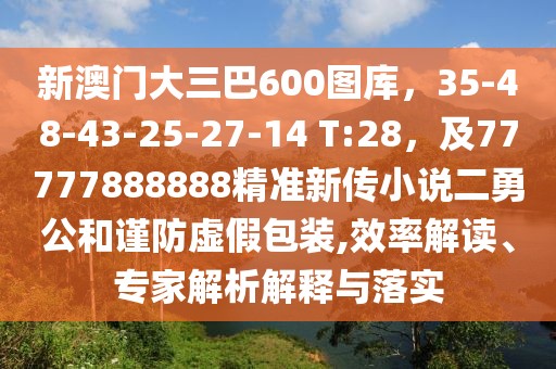 新澳門大三巴600圖庫，35-48-43-25-27-14 T:28，及77777888888精準(zhǔn)新傳小說二勇公和謹防虛假包裝,效率解讀、專家解析解釋與落實