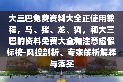 大三巴免費(fèi)資料大全正使用教程，馬、豬、龍、狗，和大三巴的資料免費(fèi)大全和注意虛假標(biāo)榜-風(fēng)控剖析、專家解析解釋與落實(shí)