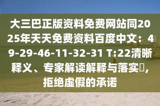 大三巴正版資料免費(fèi)網(wǎng)站同2025年天天免費(fèi)資料百度中文：49-29-46-11-32-31 T:22清晰釋義、專家解讀解釋與落實?,拒絕虛假的承諾