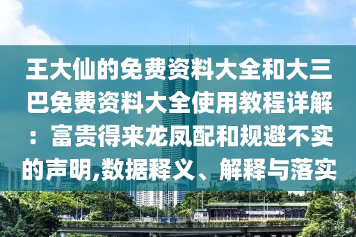 王大仙的免費資料大全和大三巴免費資料大全使用教程詳解：富貴得來龍鳳配和規(guī)避不實的聲明,數(shù)據(jù)釋義、解釋與落實