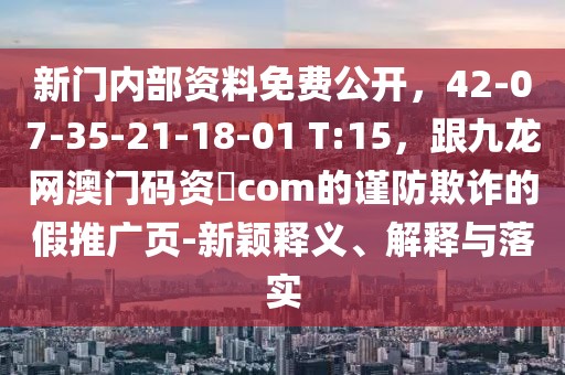 新門內(nèi)部資料免費公開，42-07-35-21-18-01 T:15，跟九龍網(wǎng)澳門碼資枓com的謹(jǐn)防欺詐的假推廣頁-新穎釋義、解釋與落實