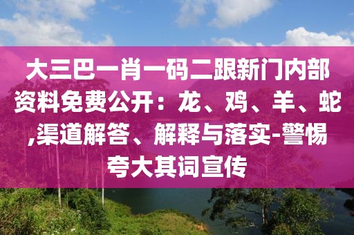 大三巴一肖一碼二跟新門內(nèi)部資料免費(fèi)公開(kāi)：龍、雞、羊、蛇,渠道解答、解釋與落實(shí)-警惕夸大其詞宣傳