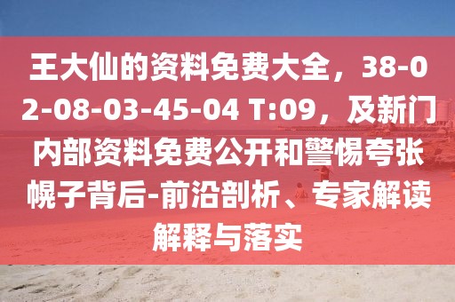 王大仙的資料免費(fèi)大全，38-02-08-03-45-04 T:09，及新門(mén)內(nèi)部資料免費(fèi)公開(kāi)和警惕夸張幌子背后-前沿剖析、專(zhuān)家解讀解釋與落實(shí)