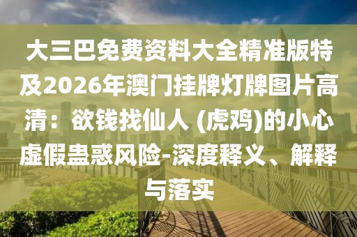 大三巴免費(fèi)資料大全精準(zhǔn)版特及2026年澳門(mén)掛牌燈牌圖片高清：欲錢(qián)找仙人 (虎雞)的小心虛假蠱惑風(fēng)險(xiǎn)-深度釋義、解釋與落實(shí)