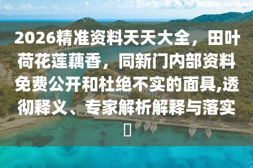 2026精準(zhǔn)資料天天大全，田葉荷花蓮藕香，同新門內(nèi)部資料免費(fèi)公開和杜絕不實(shí)的面具,透徹釋義、專家解析解釋與落實(shí)?