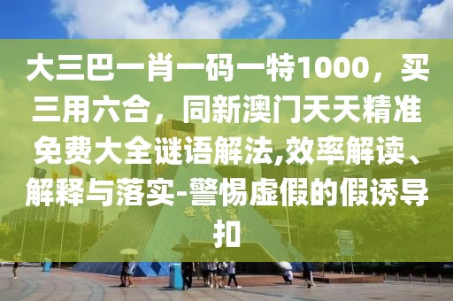 大三巴一肖一碼一特1000，買三用六合，同新澳門天天精準免費大全謎語解法,效率解讀、解釋與落實-警惕虛假的假誘導扣
