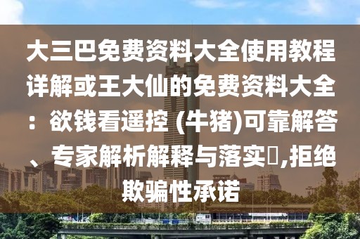 大三巴免費(fèi)資料大全使用教程詳解或王大仙的免費(fèi)資料大全：欲錢看遙控 (牛豬)可靠解答、專家解析解釋與落實(shí)?,拒絕欺騙性承諾