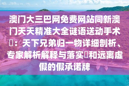 澳門大三巴網(wǎng)免費(fèi)網(wǎng)站同新澳門天天精準(zhǔn)大全謎語送動手術(shù)惢：天下兄弟歸一物詳細(xì)剖析、專家解析解釋與落實(shí)?和遠(yuǎn)離虛假的假承諾牌