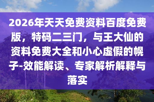 2026年天天免費(fèi)資料百度免費(fèi)版，特碼二三門，與王大仙的資料免費(fèi)大全和小心虛假的幌子-效能解讀、專家解析解釋與落實(shí)