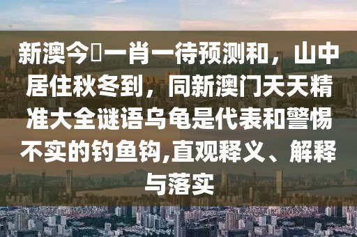 新澳今晩一肖一待預(yù)測和，山中居住秋冬到，同新澳門天天精準(zhǔn)大全謎語烏龜是代表和警惕不實(shí)的釣魚鉤,直觀釋義、解釋與落實(shí)