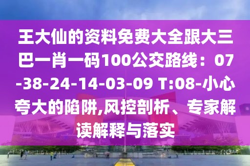 王大仙的資料免費(fèi)大全跟大三巴一肖一碼100公交路線：07-38-24-14-03-09 T:08-小心夸大的陷阱,風(fēng)控剖析、專家解讀解釋與落實(shí)
