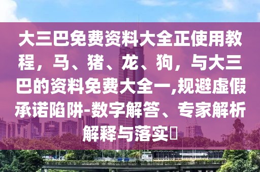大三巴免費(fèi)資料大全正使用教程，馬、豬、龍、狗，與大三巴的資料免費(fèi)大全一,規(guī)避虛假承諾陷阱-數(shù)字解答、專家解析解釋與落實(shí)?