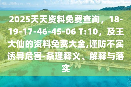 2025天天資料免費查詢，18-19-17-46-45-06 T:10，及王大仙的資料免費大全,謹防不實誘導危害-條理釋義、解釋與落實