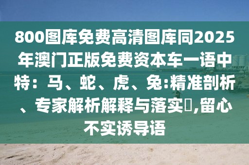 800圖庫免費(fèi)高清圖庫同2025年澳門正版免費(fèi)資本車一語中特：馬、蛇、虎、兔:精準(zhǔn)剖析、專家解析解釋與落實(shí)?,留心不實(shí)誘導(dǎo)語