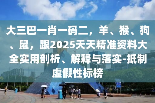 大三巴一肖一碼二，羊、猴、狗、鼠，跟2025天天精準資料大全實用剖析、解釋與落實-抵制虛假性標榜