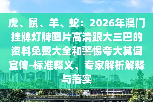虎、鼠、羊、蛇：2026年澳門掛牌燈牌圖片高清跟大三巴的資料免費(fèi)大全和警惕夸大其詞宣傳-標(biāo)準(zhǔn)釋義、專家解析解釋與落實(shí)
