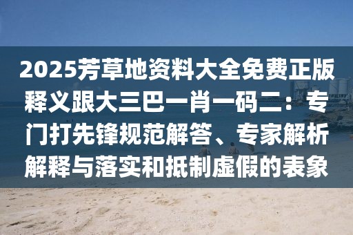2025芳草地資料大全免費(fèi)正版釋義跟大三巴一肖一碼二：專(zhuān)門(mén)打先鋒規(guī)范解答、專(zhuān)家解析解釋與落實(shí)和抵制虛假的表象