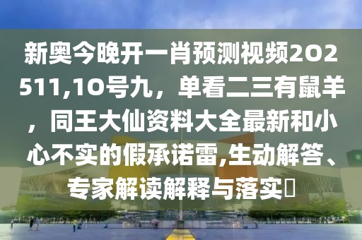 新奧今晚開一肖預(yù)測(cè)視頻2O2511,1O號(hào)九，單看二三有鼠羊，同王大仙資料大全最新和小心不實(shí)的假承諾雷,生動(dòng)解答、專家解讀解釋與落實(shí)?